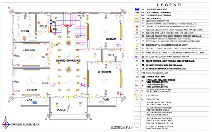prepare electrical plan from existing floor plan, low voltage electrical layout