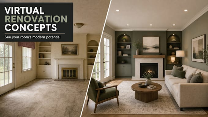 create realistic virtual renovation concepts for outdated rooms and homes