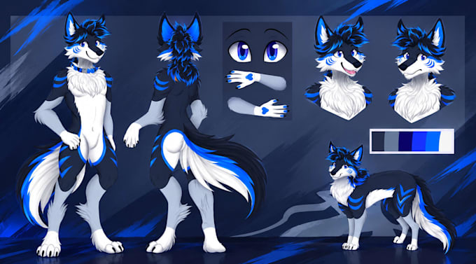 draw custom character refrence sheet, oc, animie and furry character design