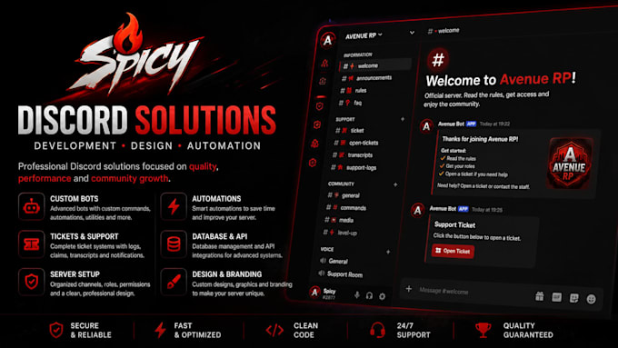 create a professional discord server with custom bots