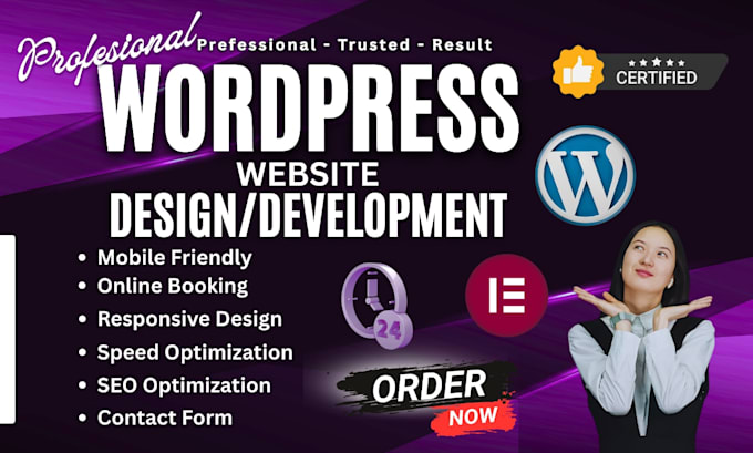 build wordpress elementor website, wordpress blog website elementor divi builder