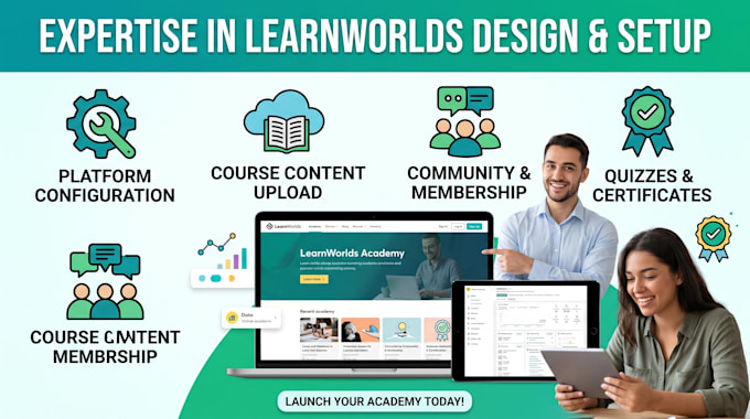 design and setup your learnworlds online course website