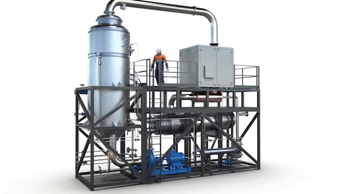 create 3d industrial animation mechanical process plant machinery video