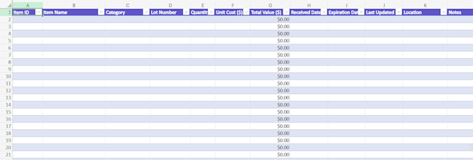 create a database for inventory tracking