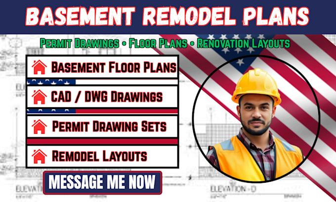 design basement remodel plans and permit drawings for your project
