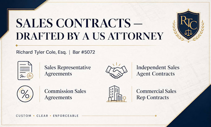write a custom independent sales agent contract by a US attorney