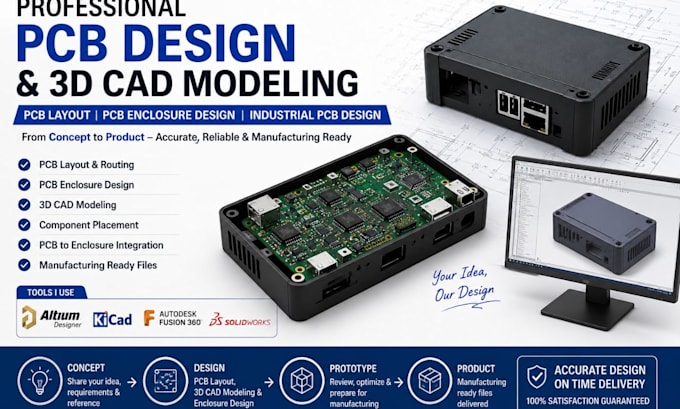 design pcb enclosure, 3d cad modelling pcb layout industrial pcb design pcb cad