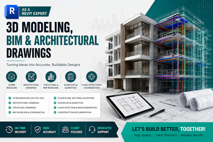 do professional 3d modeling bim, autocad, architectural drawings as revit expert