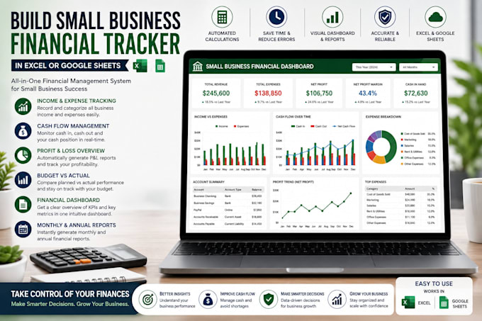 build small business financial tracker in excel or google sheets