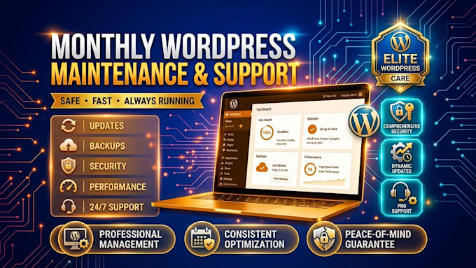 do monthly wordpress maintenance, woocommerce support and site backup