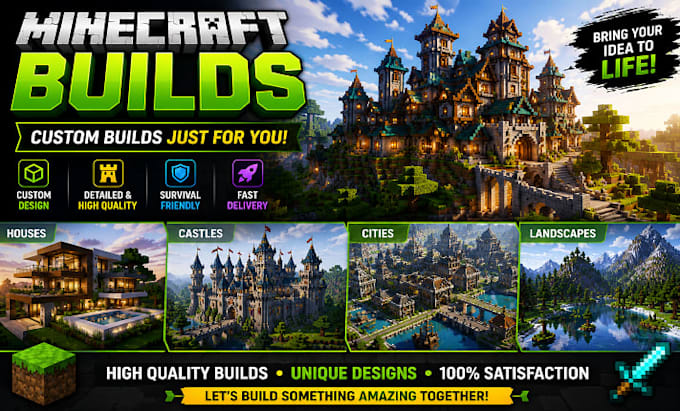 build a custom minecraft house, map, city or environment