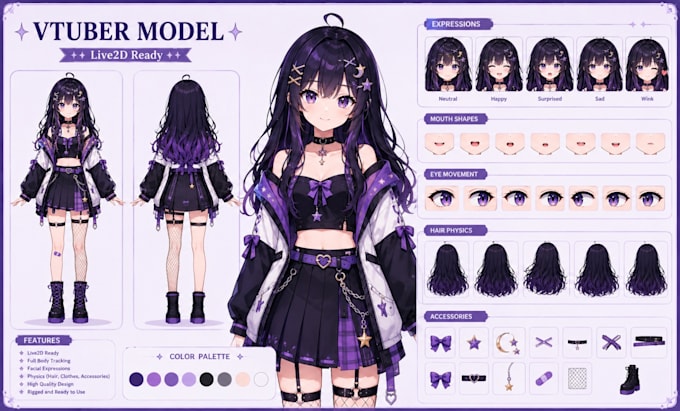 design vtuber live2d vtuber model with rigging