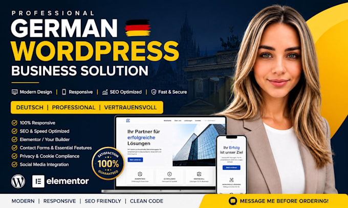 build a german wordpress business website in deutsch