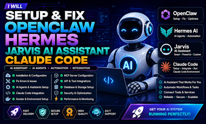 setup fix openclaw hermes jarvis ai assistant open claw claude code