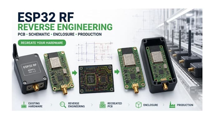 reverse engineer your esp32 rf device into pcb, enclosure ready for production