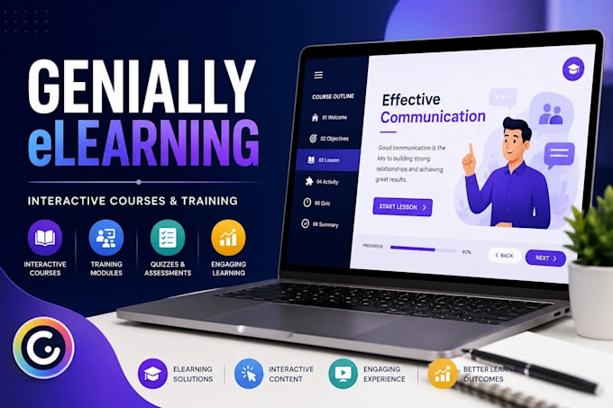 create genially elearning courses, interactive training and learning modules