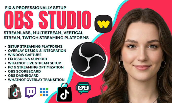 setup obs studio, obs overlay, whatnot live stream, obs setup, twitch vmix kick