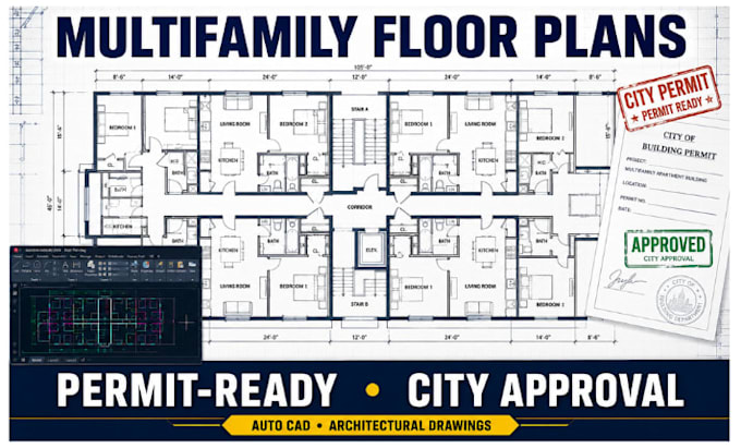 design permit ready multifamily apartment floor plans for city approval