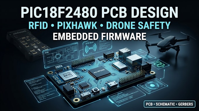 design pic18f2480 pcb, rfid, pixhawk, drone safety and embedded firmware