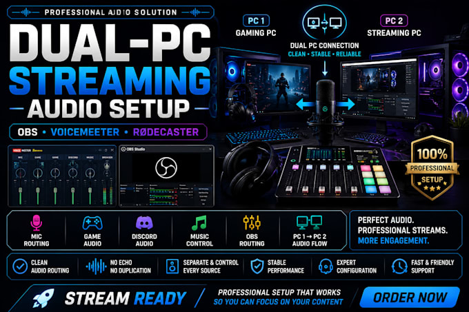 setup dual PC streaming audio with obs voicemeeter or rodecaster