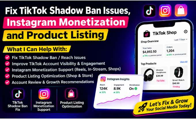 do instagram monetization, product listing tiktok ads setup social media manager