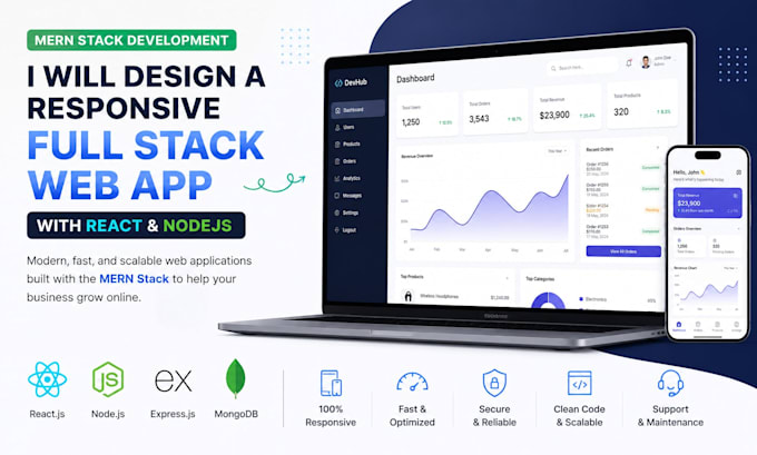 design a responsive full stack mern web app with react and nodejs