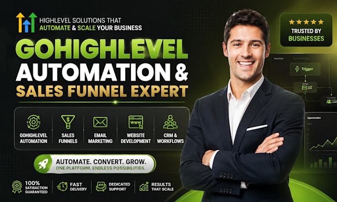 build gohighlevel automation , sales funnel , email marketing website developer