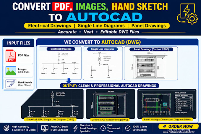 convert electrical drawings and panel layouts to autocad dwg