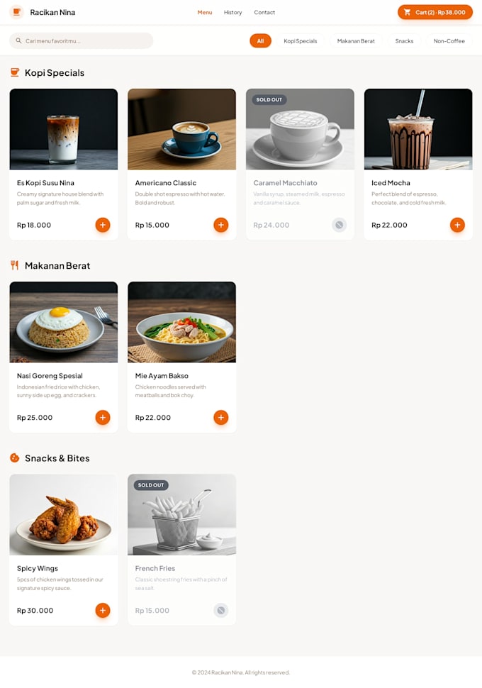 build websites for restaurants, cafés or coffee shops