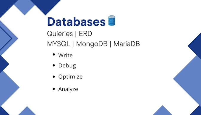 design database, write sql queries, and fix database issues