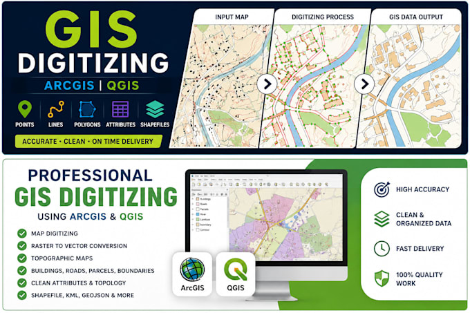 digitize maps using arcgis and qgis