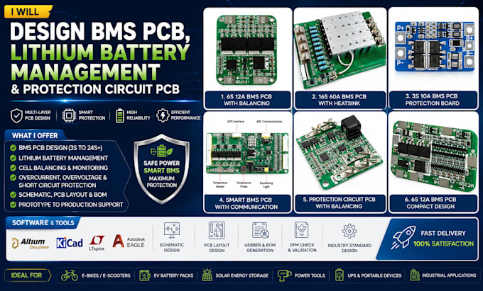 design bms pcb, lithium battery management and protection circuit pcb