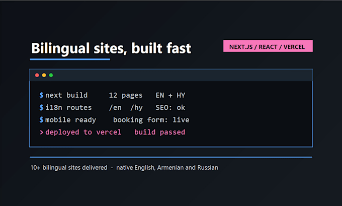 build a fast bilingual business website in nextjs and react