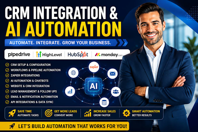 pipedrive gohiglevel hubspot monday crm zapier integration ai automation website