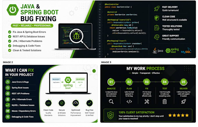 fix java spring boot bugs and errors