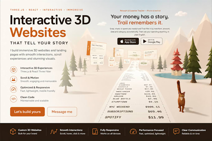 build immersive interactive 3d website with storytelling using react and 3js
