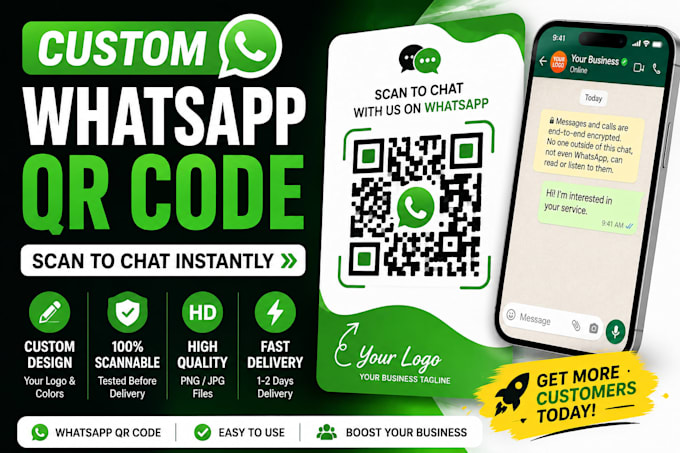 create a custom whatsapp qr code with your logo in 24hrs