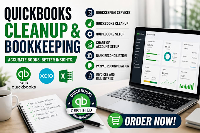 clean up quickbooks online, correct bookkeeping errors and reconcile accounts