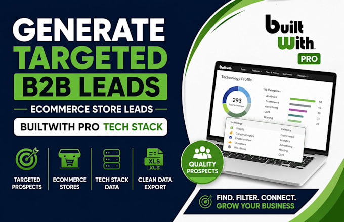 generate targeted b2b leads ecommerce store leads builtwith pro tech stack