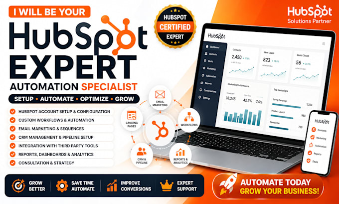 set up hubspot CRM, workflow automation and lead management