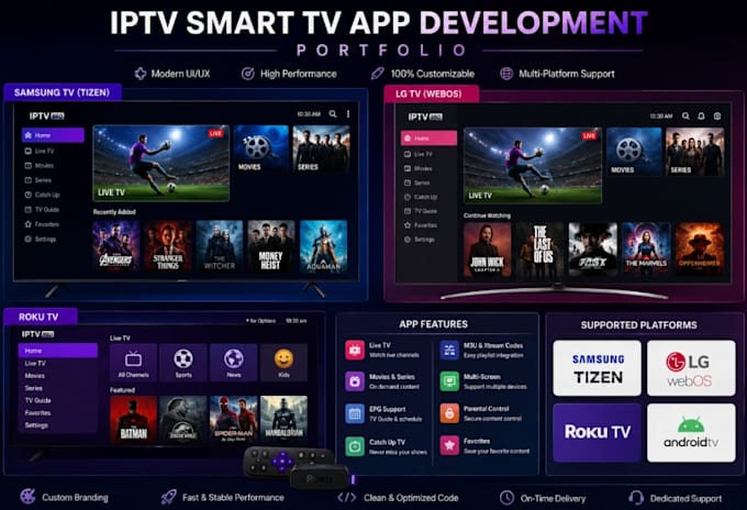 create apple tv, smart tv app, samsung tv app, android tv app, iptv, android tv