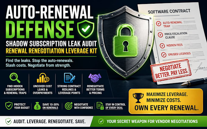 auto renewal renegotiation defense shadow subscription leak audit leverage kit