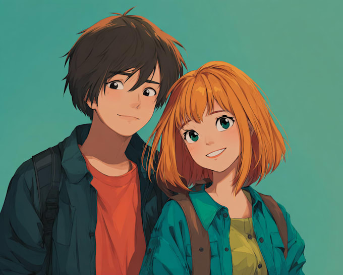 draw anime couple illustration