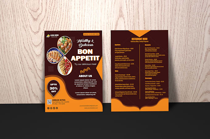 design modern food menu flyer and restaurant menu card