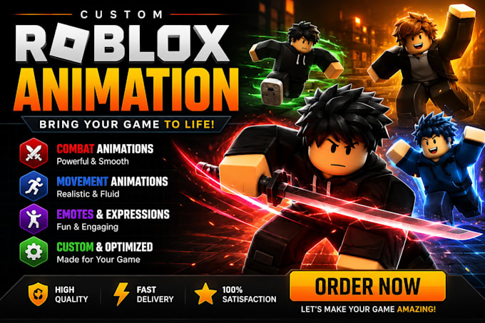 create custom roblox character animation, combat, movement and emotes