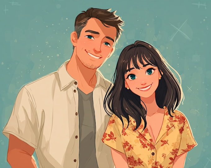 design a romantic couple in anime style