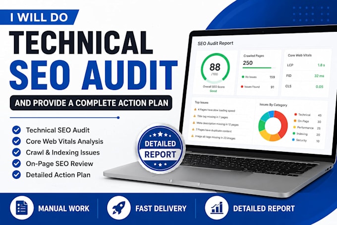 do technical SEO audit and provide complete action plan