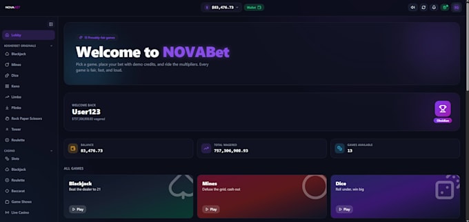 make a rust, csgo and crypto website with custom original games