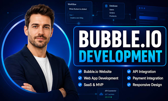 build bubble io developer job, design bubble io website, and custom bubble app
