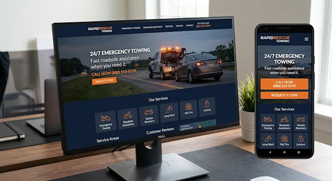 design towing, tow truck, roadside assistance, dispatch website